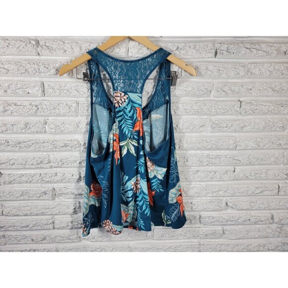 Apt 9 Women Top 1X Plus Pajama Tank Racerback Lace Blue Lightweight FLO398E - Picture 5 of 9